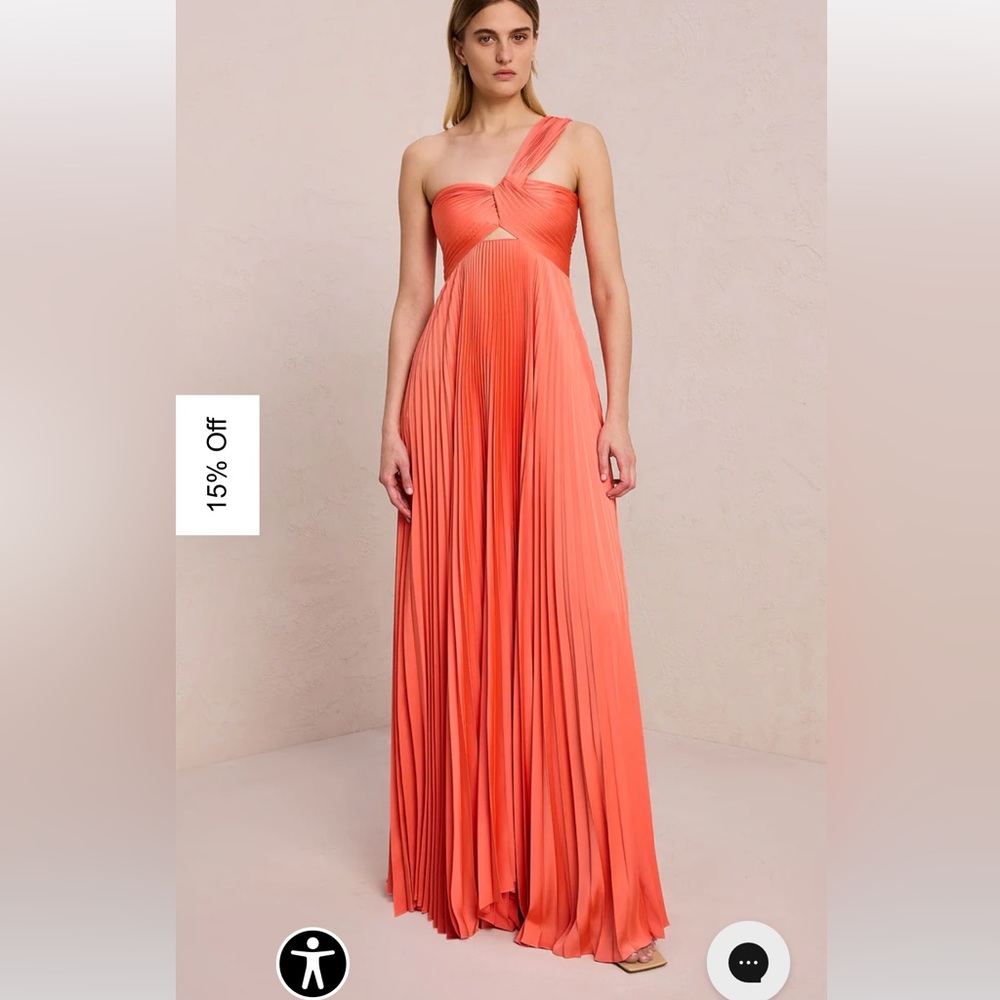ALC Nessa Satin Pleated Dress in color spiced coral, size 6 true to size